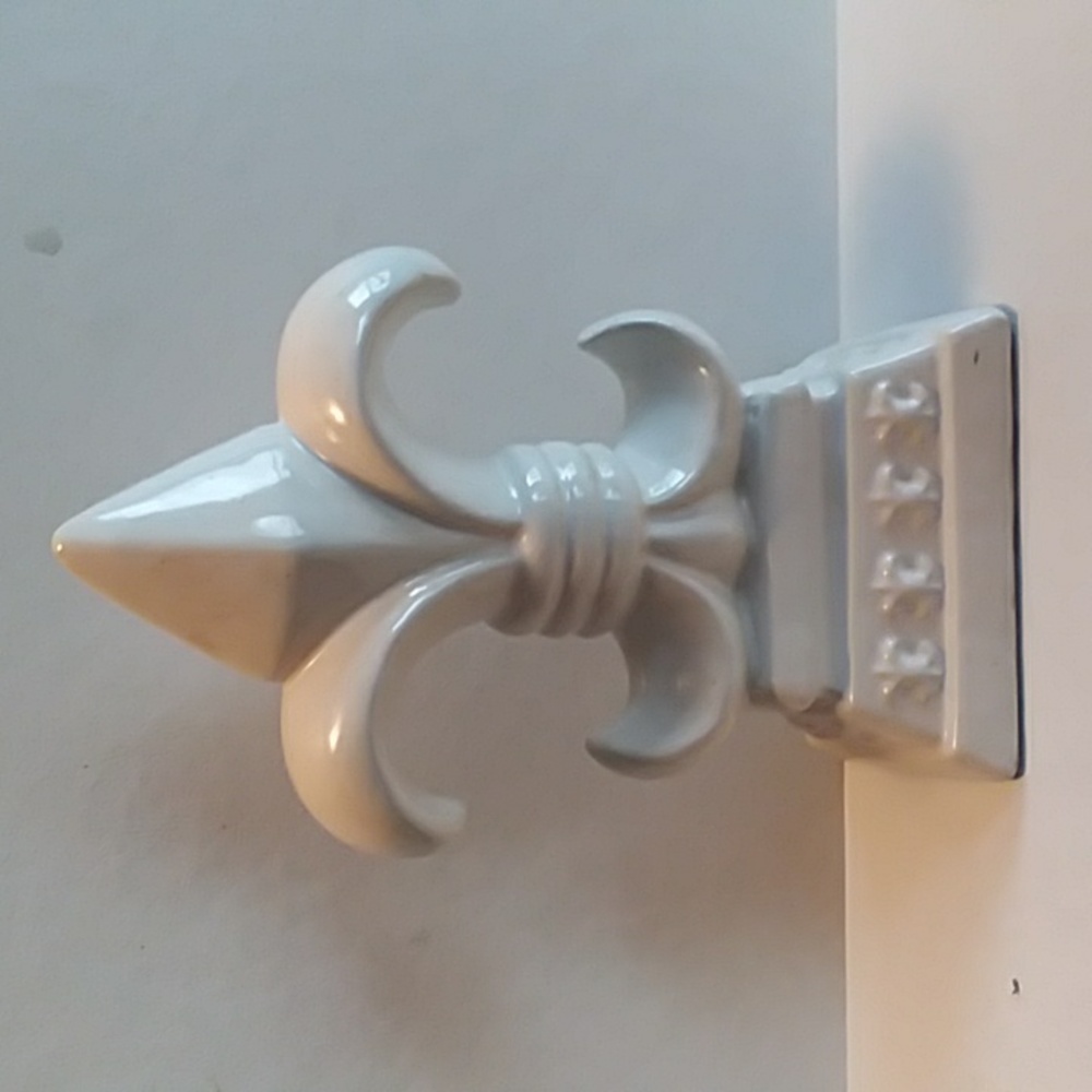 White Ceramic Fleur De Lis Decor